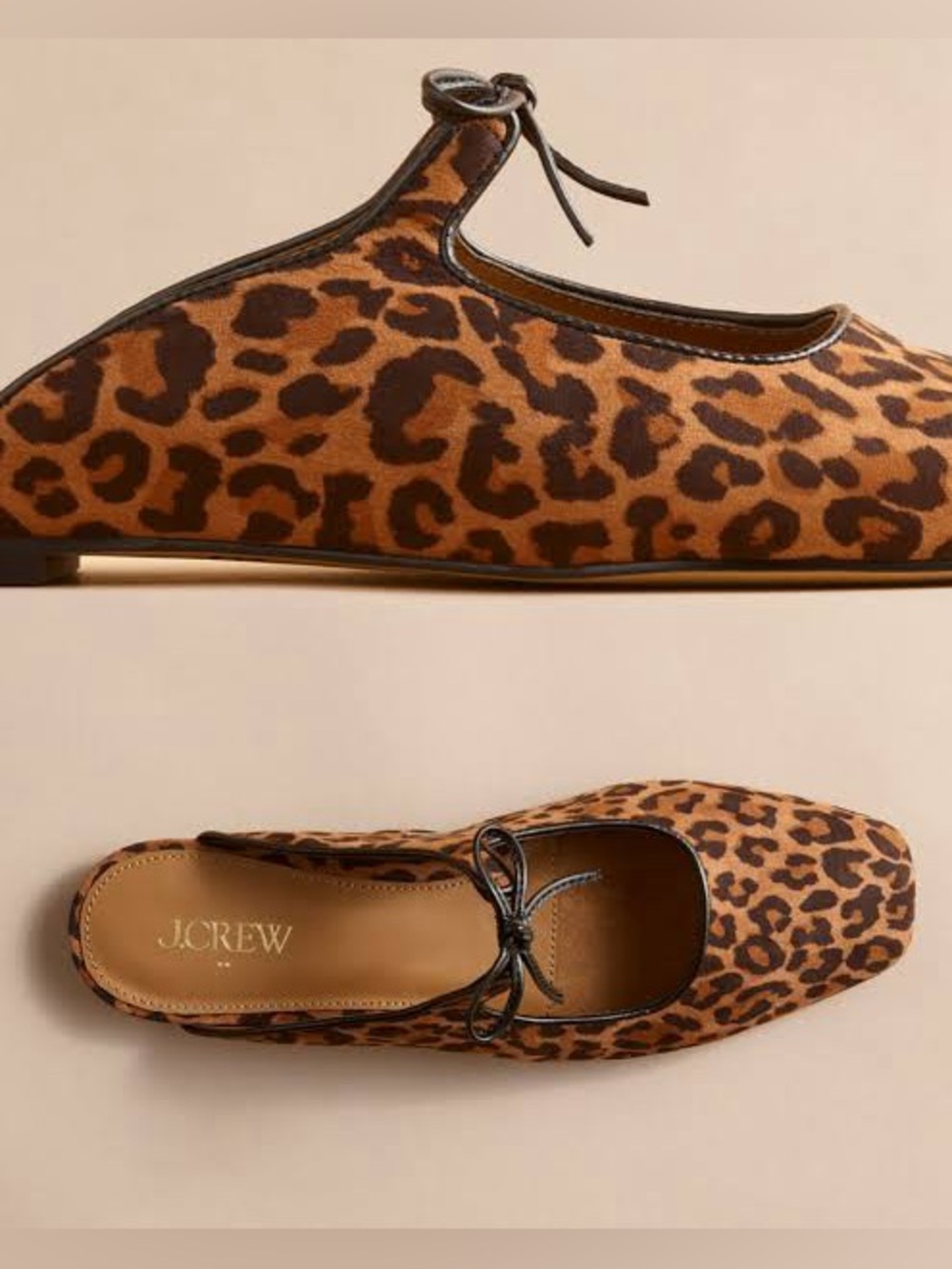 J. Crew Factory Leopard Print Bow Tie Square Toe Slip On Mules size 8